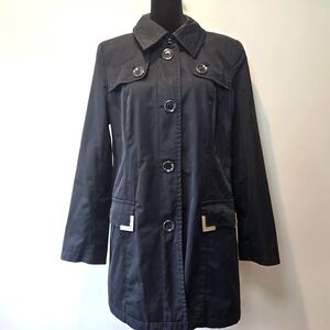 Michael Kors Women's Black Trench Pea Coat Medium